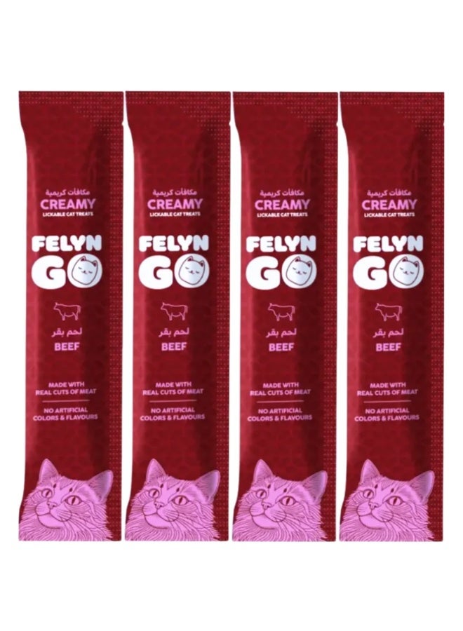 Felyn Go – Creamy Cat Treats with Beef Flavor Grain-Free, Single-Protein Snack – High Hydration and Creamy Texture to Boost Appetite – 4 × 15 g - Image 2