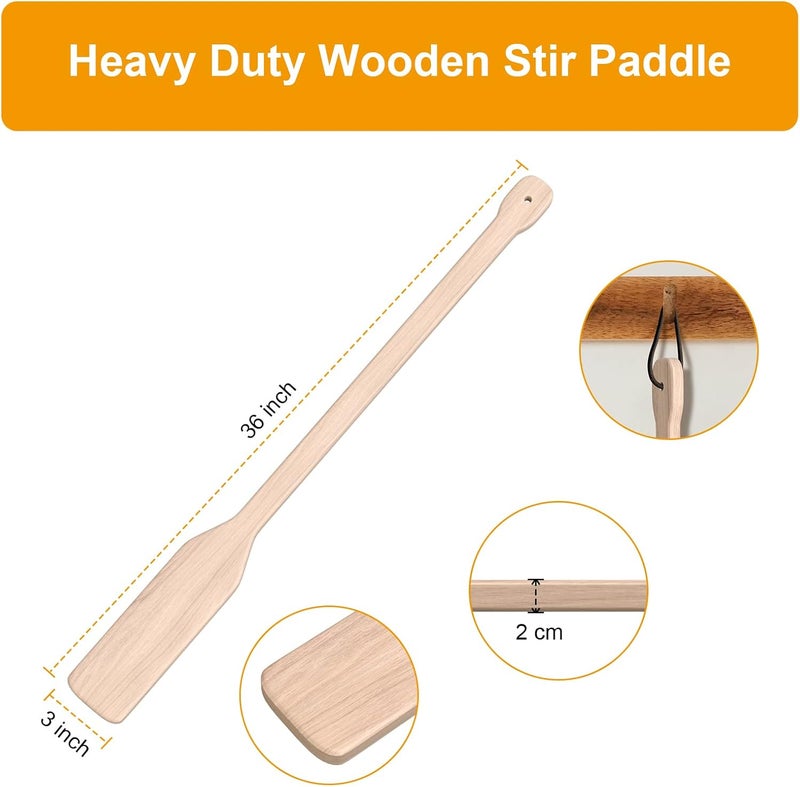 BBQ-PLUS 36 inch Large Wooden Mixing Stirring Paddle-Kitchen Accessories,Wood Mash Spoon for Cooking in Big Pot and Stockpots - Image 2