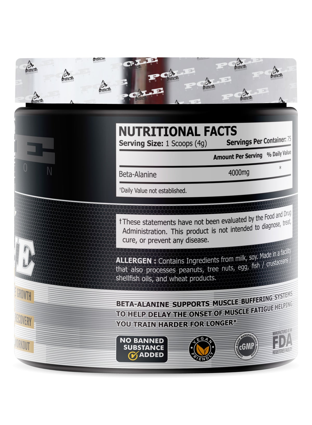 Pole Beta Alanine Powder For Boost Endurance & Strength 300g