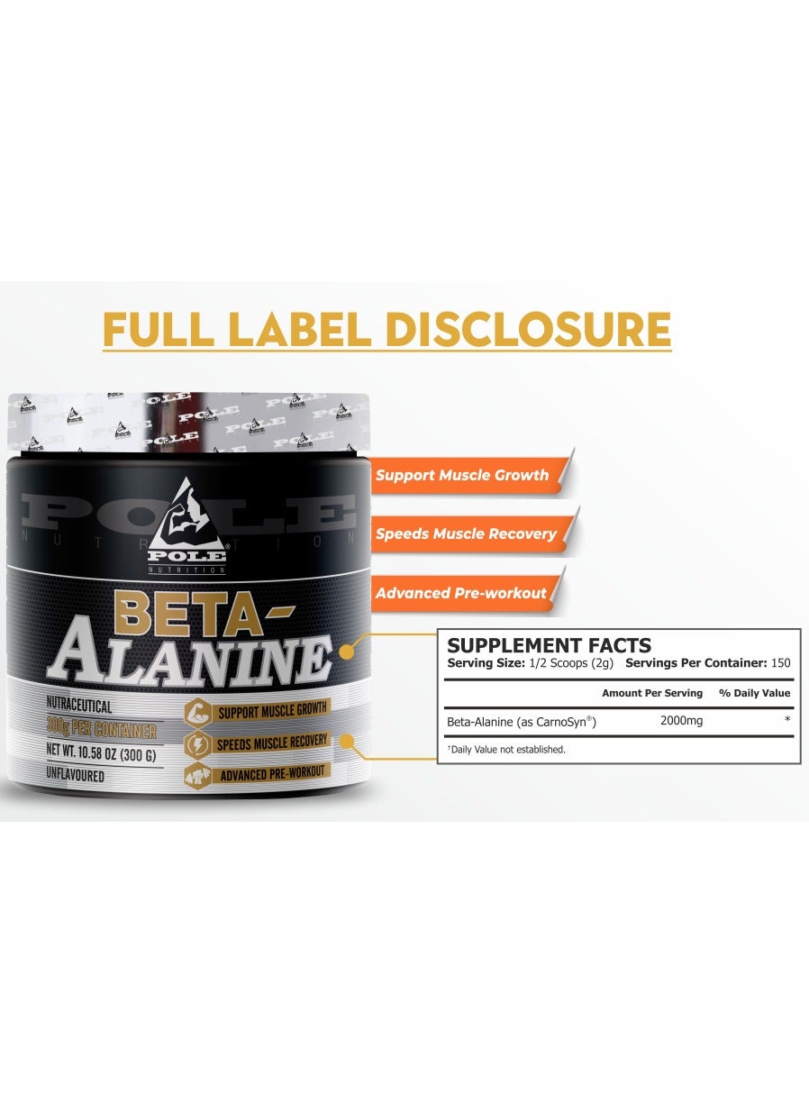 Pole Beta Alanine Powder For Boost Endurance & Strength 300g