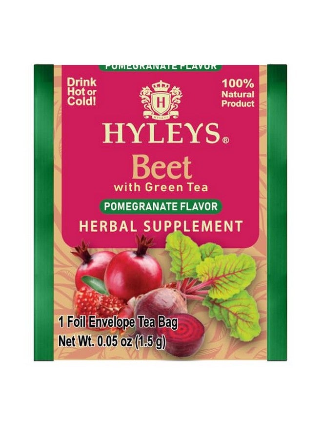 Hyleys Beet & Green Tea with Natural Pomegranate Flavor - Herbal Energy Tea - Supports Focus - 25 Tea Bags - Image 2