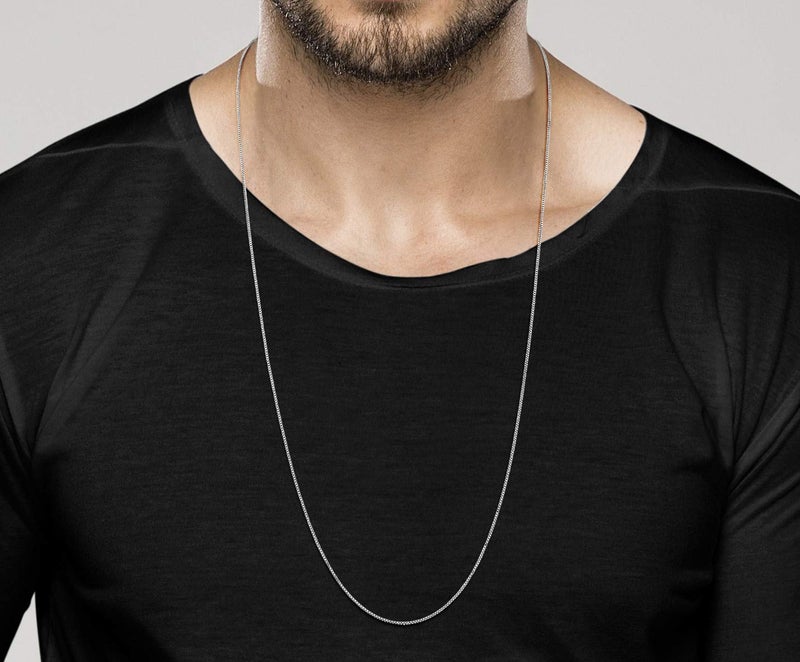 Miabella Italian 925 Sterling Silver or 18K Gold Plated Silver Thin 1mm Box Chain Necklace for Women, Made in Italy (SI, Length 30 Inches) - Image 5