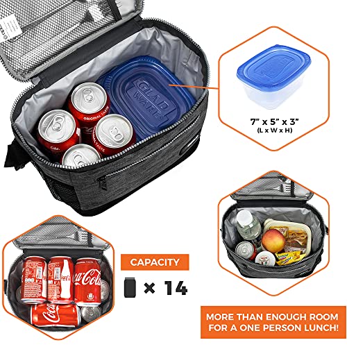 opux Insulated Lunch Box Men Women, Lunch Bag for Work School, Leakproof Soft Cooler Tote Adult, Large Lunch Pail Kids Boys Girls, Picnic Beach Food Bag with Shoulder Strap, Charcoal - Image 4