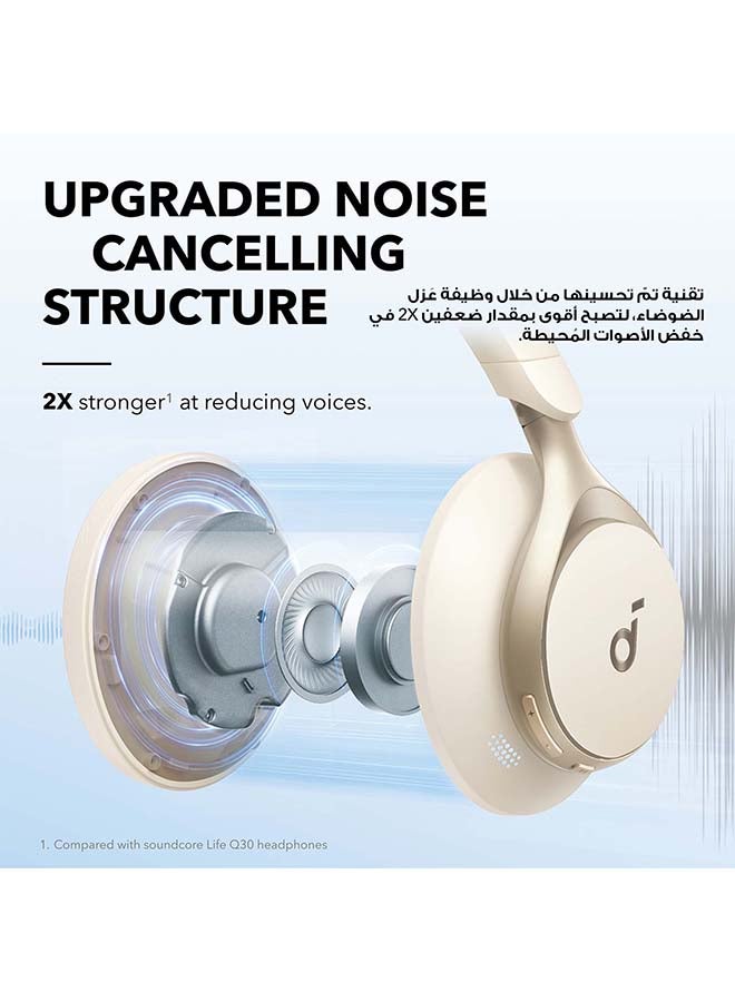 Soundcore By Anker, Space One, Adaptive Active Noise Cancelling Headphones, 2X Stronger Human Voice Reduction, 40H ANC Playtime, App Control, LDAC Hi-Res Wireless Audio, Comfortable Fit, Bluetooth 5.3 - White - Image 2