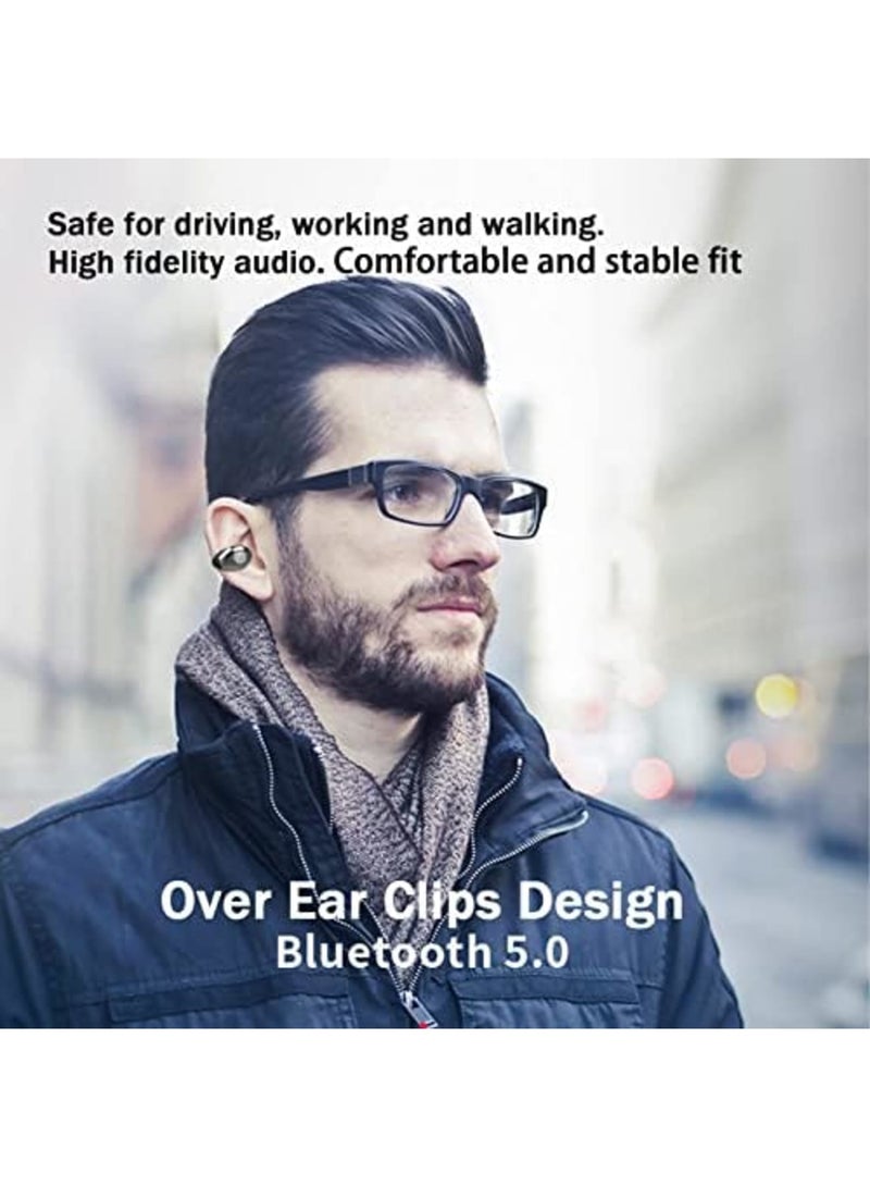 SYOSI Wireless Earbuds with Earhooks Mini Bone Conduction Headphones Waterproof Bluetooth Earbuds Earpiece Noise Canceling Headset Sports Bluetooth 5.0 Earphones Headset for Cycling Driving, Gym, White - Image 2