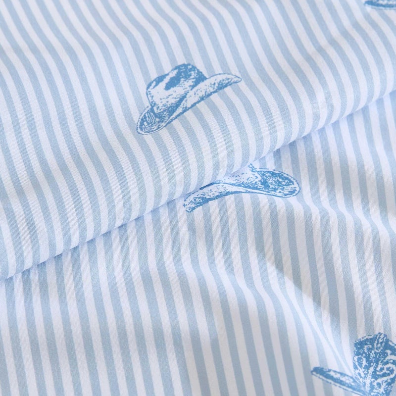 Wrangler - Full Size Sheet Set, Ultra-Soft & Wrinkle-Resistant Bedding for Year Round Comfort, Deep Pockets, Bed Sheets with Matching Fitted Sheet & Pillowcases (Cowboy Pinstripe Blue) - Image 3