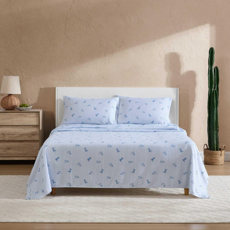 Wrangler - Full Size Sheet Set, Ultra-Soft & Wrinkle-Resistant Bedding for Year Round Comfort, Deep Pockets, Bed Sheets with Matching Fitted Sheet & Pillowcases (Cowboy Pinstripe Blue) - Image 2