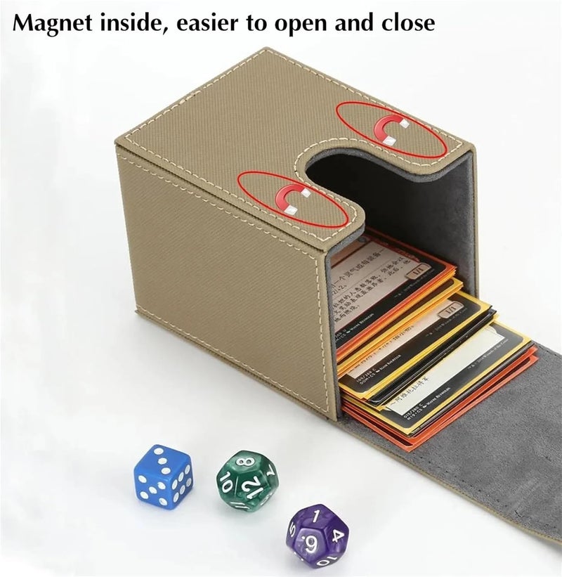 Card Deck Box,Card Deck Case Holds 100+ Sleeved Cards, PU Leather Card Storage Box For Game Trading Cards. Moving Supplies(Blue) - Image 4