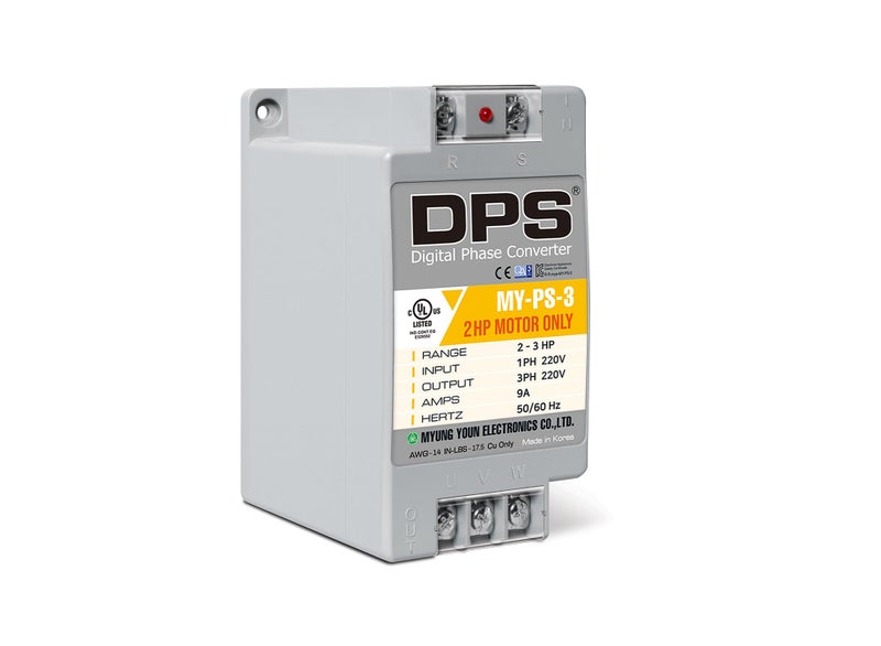 DPS Used for 2HP15kW 6A Motor Single to 3 Phase Converter MyPS3 1 DPS Must Be Used for 1 Motor Only InputOutput 200240V UL Listed
