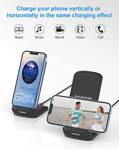 NANAMI Upgraded Fast Wireless Charger, Qi-Certified Wireless Charging Stand Compatible with Samsung Galaxy S25/S24/S23/S22/S21/S20 & Qi Phone Charger for iPhone 17/17 Air/16/16 Plus/16 Pro/15/14/13 - Image 2