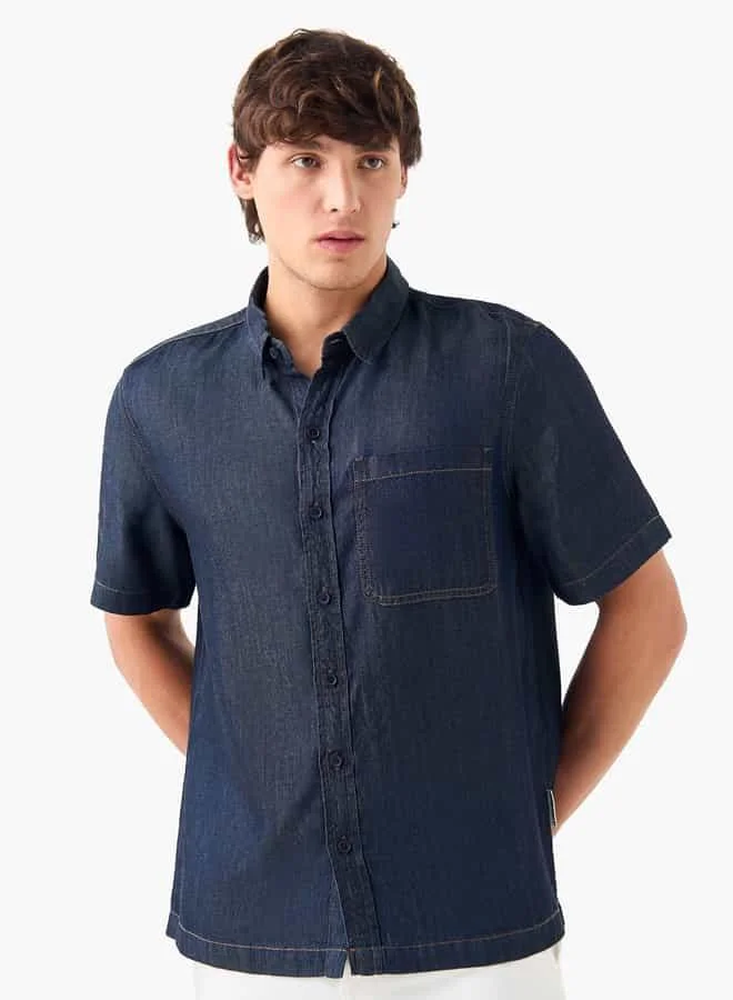 Lee Cooper Lee Cooper Regular Fit Denim Shirt with Short Sleeves