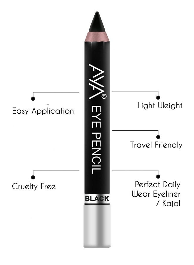 AYA Eye Pencil For Kajal/Eyeliner Set Of 6 (Black Blue Brown Green Golden And Silver) - Image 2