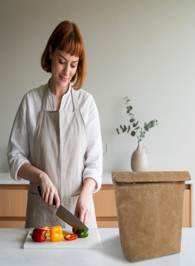 Linkidea Wax Canvas Lunch Bag, Waterproof Firm Storage Container for Food, Reusable Large Capacity Insulated Sack Fits Picnic, Work, Portable Organizer for Men & Women (Brown) - Image 5