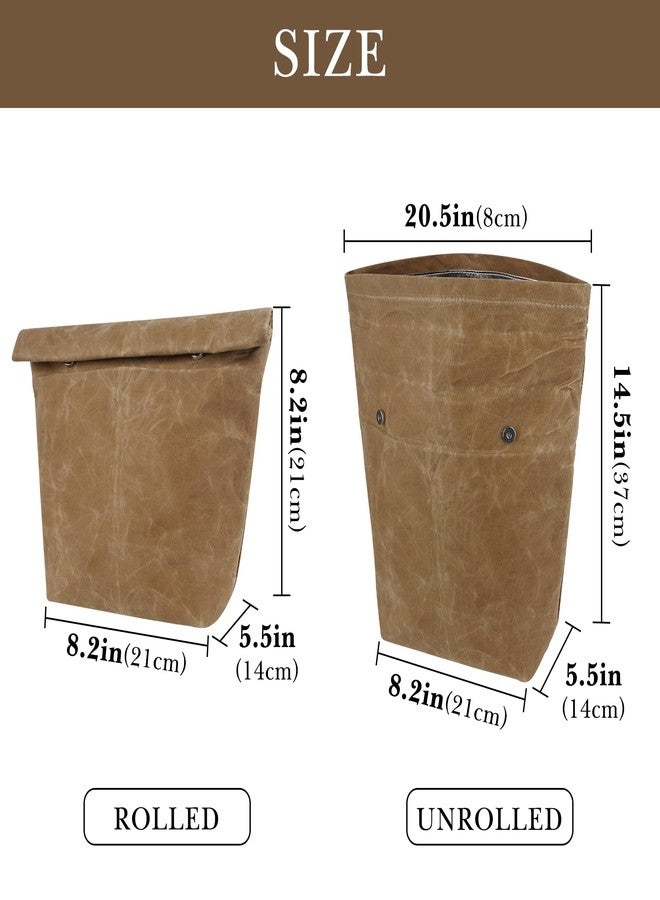 Linkidea Wax Canvas Lunch Bag, Waterproof Firm Storage Container for Food, Reusable Large Capacity Insulated Sack Fits Picnic, Work, Portable Organizer for Men & Women (Brown) - Image 2