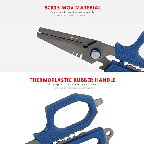 SAMSFX 6.5" Pro Fishing Shears Dual Serrated Blades, Fishing Braided Line Scissors with Titanium Coating, Non-Slip Grip & Multifunction Tool, Includes Hard Molded Locking Sheath & Coiled Lanyard - Image 4