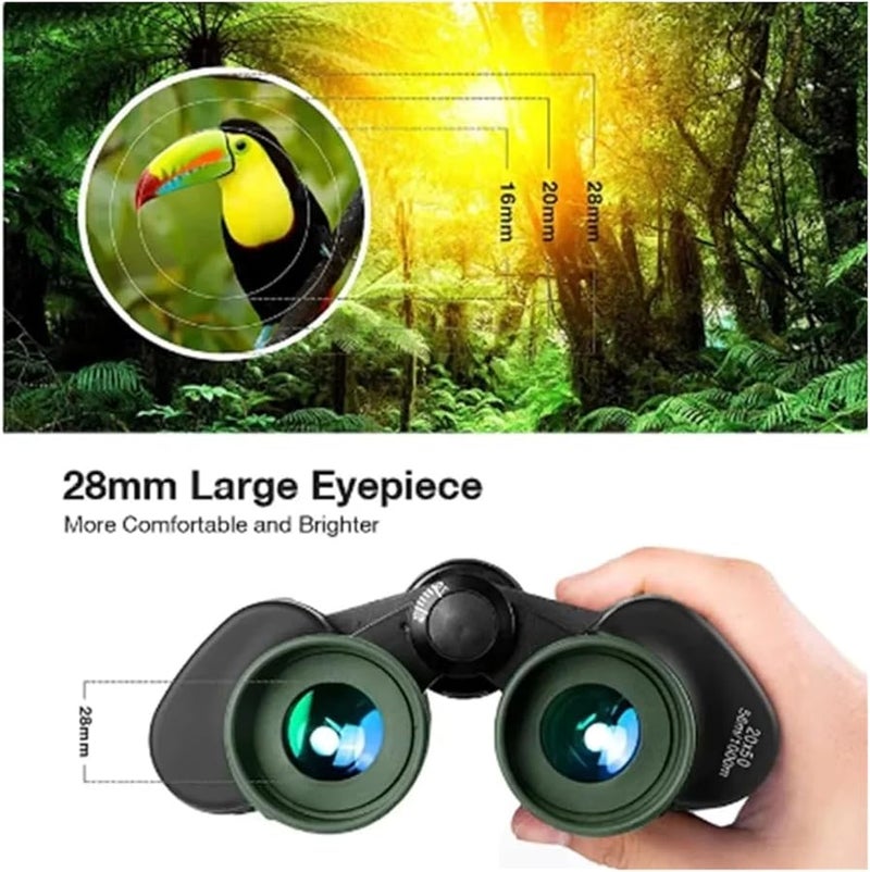 20x50 Green Binoculars For Bird Watching Outdoor Travel Hiking And Low Light Viewing - Image 4