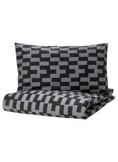 Zaboon Duvet Cover And Pillowcase, Grey/Black Patterned, 150X200/50X80 Cm  - Image 1