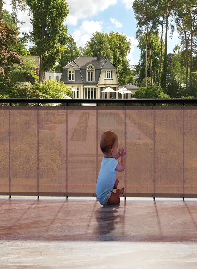 HIPPO Baby Safety Net for Balcony Child Protection Stairway Safety Net Railing Guard for Kids Staircase Protector with Tie-Cords Breathable Fabric Indoor Outdoor Use (1MTX4MT, Sand-Dune) - Image 2