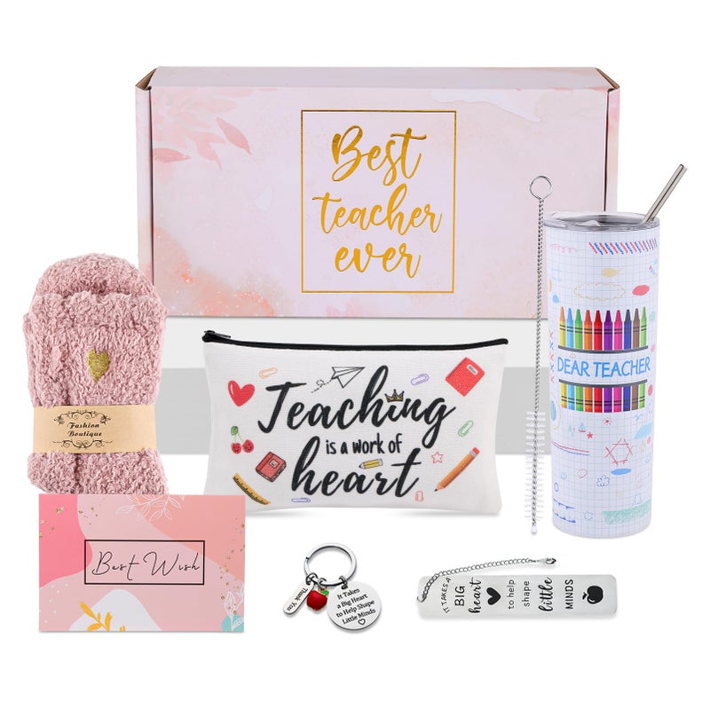 DHQH Best Teacher Appreciation Gifts Set Box 20 oz Insulated Tumbler for Women Funny Thank You Mothers Day Gifts for Teachers - Image 1