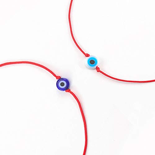 Shonyin Evil Eye Bracelet Red Lucky String Protection Kabbalah Ojo Turco Mal De Rakhi for Brother Set of 2 Good Luck Adjustable Bracelets Nazar Amulet Jewelry for Women Men Father Family Friend 2pcs - Image 2