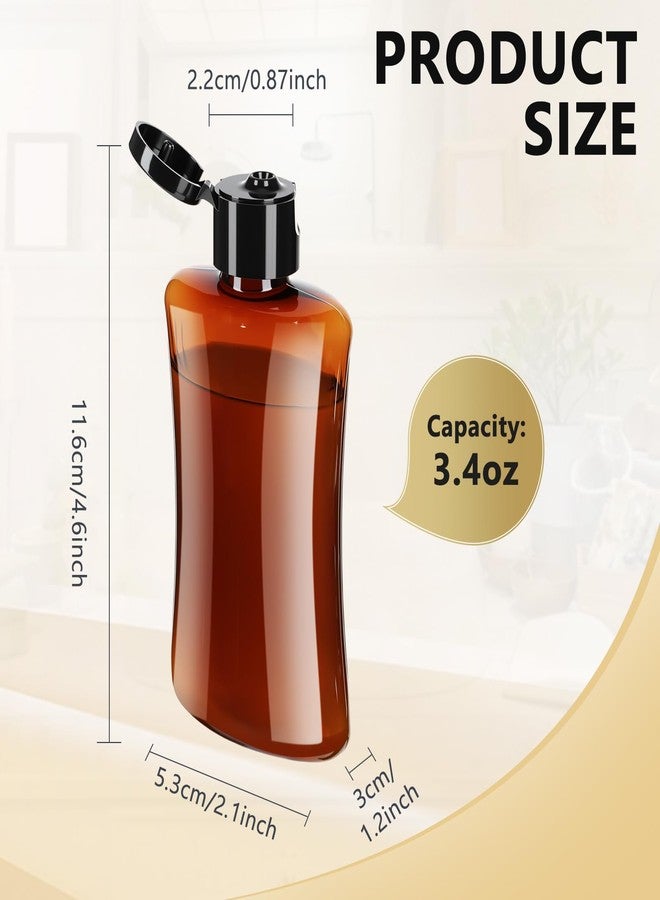 Domensi 36 Pcs 3.4 oz Travel Bottles Bulk Plastic Squeeze Lotion Bottles with Flip Cap Small Portable Travel Leak Proof Refillable Empty Cosmetic Container for Toiletries Liquid Shampoo(Amber) - Image 2