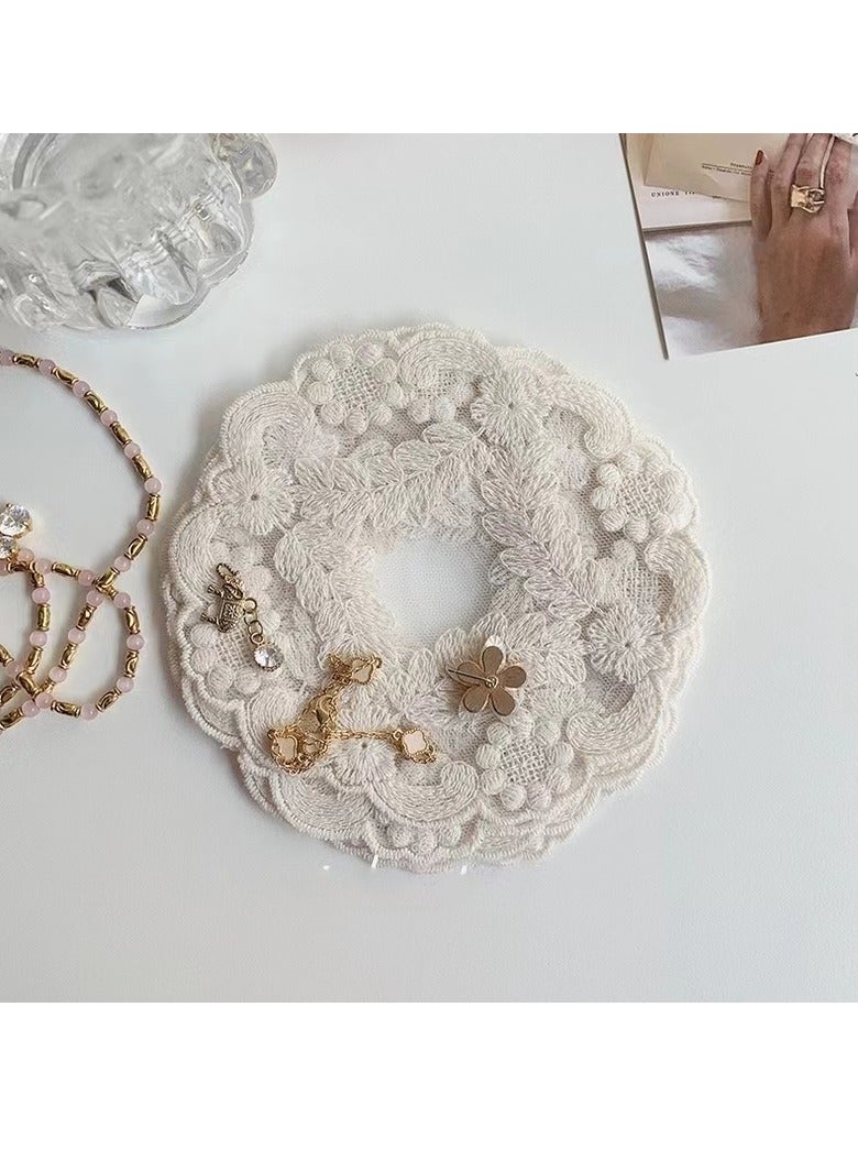 3Pcs Lace Placemats and Lace Coasters Vintage French Style Cloth Doilies Crochet Coasters Embroidered Lace Doilies Cup Mat for Glass Table Dressers Wedding Party Decoration (White)  - Image 3