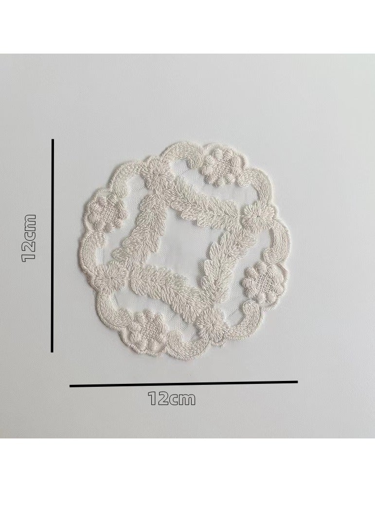 3pcs Vintage French Lace Placemats White Embroidered Crochet Doilies Table Mats and Coasters for Wedding Party Home Decor - Image 4