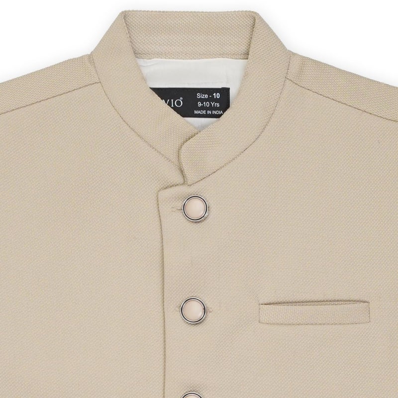 CAVIO CHARCHIT Boys Sleeveless Textured Solid Nehru Jacket - Image 2