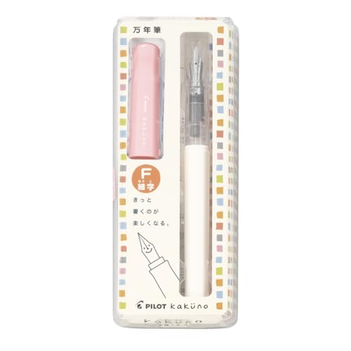 Pilot Kakuno Fine-Nib Fountain Pen, White Body Soft Pink Cap (FKA-1SR-SPF) - Image 2