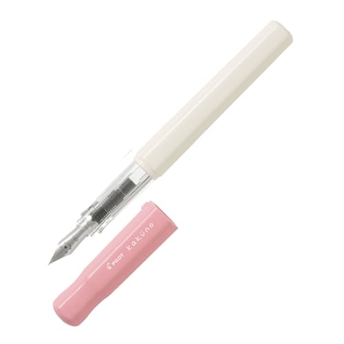 Pilot Kakuno Fine-Nib Fountain Pen, White Body Soft Pink Cap (FKA-1SR-SPF) - Image 4
