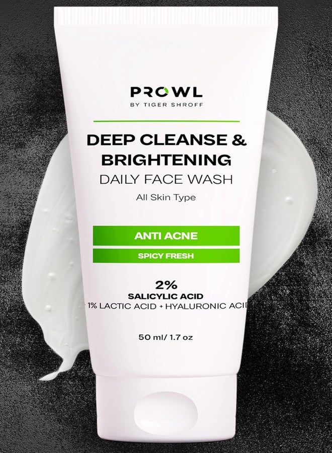PROWL by Tiger Shroff Facewash 2% Salicylic Acid | Anti Acne For Dry Combination Oily & Acne Prone Man Skin Care with 1% Lactic Acid, Hyaluronic Acid | Exfoliating Brightening Face Wash For Men | 50ml - Image 1