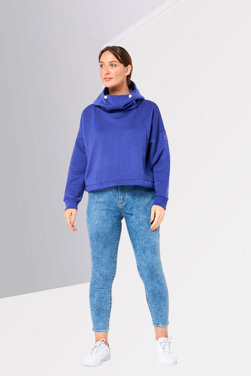 Napapijri Women Brand Logo Long Sleeve Hoodie, Purple - Image 2