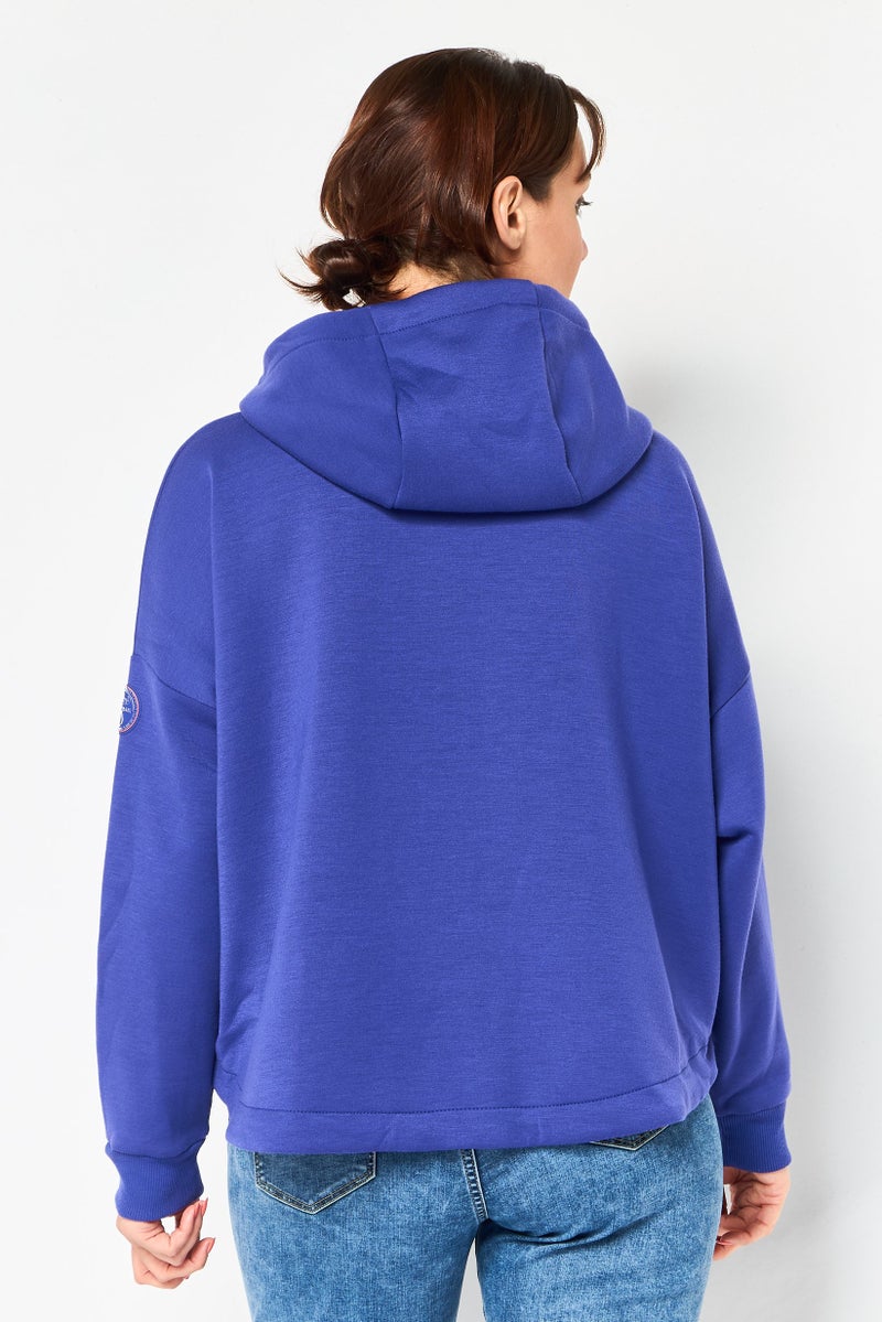 Napapijri Women Brand Logo Long Sleeve Hoodie, Purple - Image 3