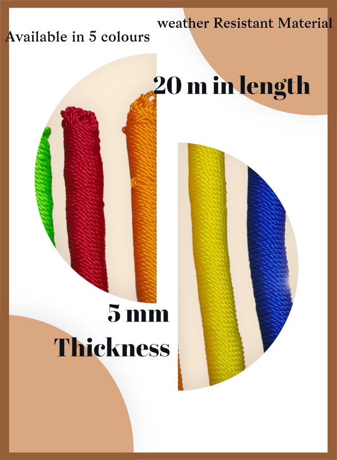 ABlue Clipper Nylon Rope Washing Line, Clothes Line Ropes, Thick Strong Nylon String for Tie Down Outdoor Gardening Clothing Hanging Craft Projects, 20 Meters (Pack of 1) (Pack of 1) - Image 3