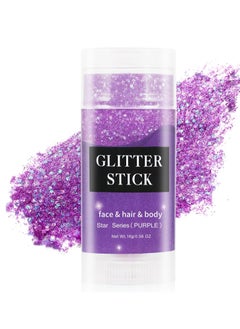 MEICOLY MEICOLY Purple Face Body Glitter Stick,Mardi Gras Outfit for Women,Mardi Gras Accessories,Waterproof Chunky Glitter Makeup for Face/Body/Hair/Eyes,Mermaid Glitter Face Paint,Body Glitter for Women  - Image 1