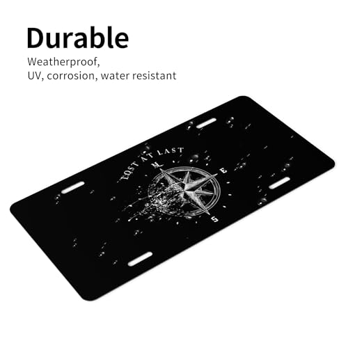 CTVSLFU Front License Plate Cover – Aluminum Metal Car Accessory, Rust-Proof Novelty Vanity Tag Decor for Men & Women, 6x12 with 4 Holes - Lost at Last Compass 016 - Image 3