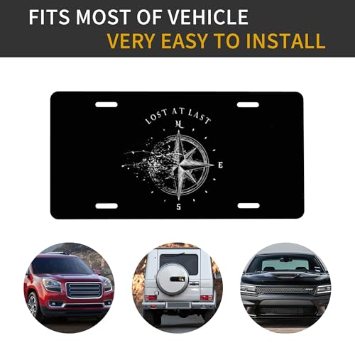 CTVSLFU Front License Plate Cover – Aluminum Metal Car Accessory, Rust-Proof Novelty Vanity Tag Decor for Men & Women, 6x12 with 4 Holes - Lost at Last Compass 016 - Image 4