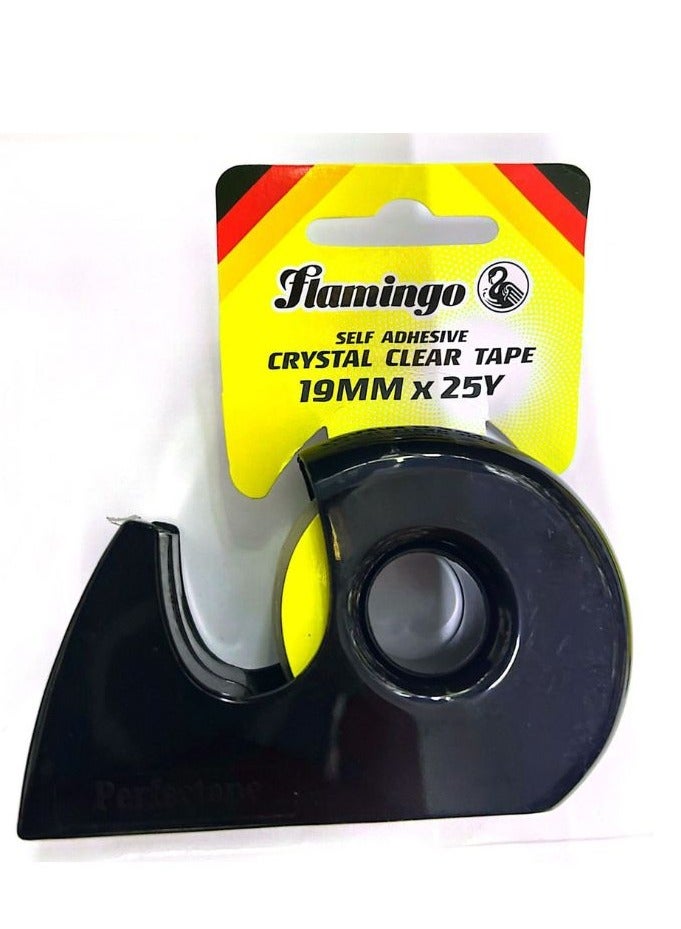 Flamingo Self Adhesive Crystal Clear Tape 19mm×25yard With Black Dispenser