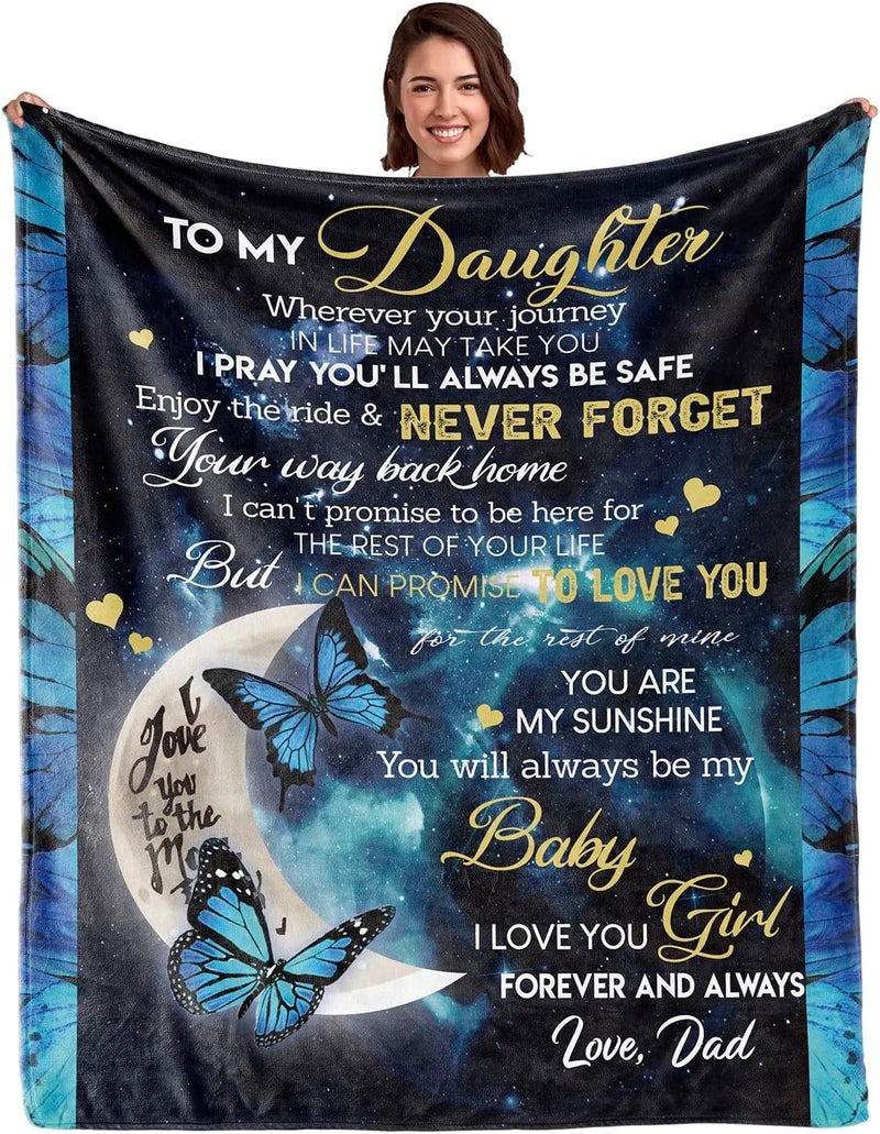 WSYEAR Mothers Day Birthday Gifts for Daughter from Dad- to My Daughter Blanket from Dad,Gifts for Graduation Anniversary Wedding 80"x60" - Image 1