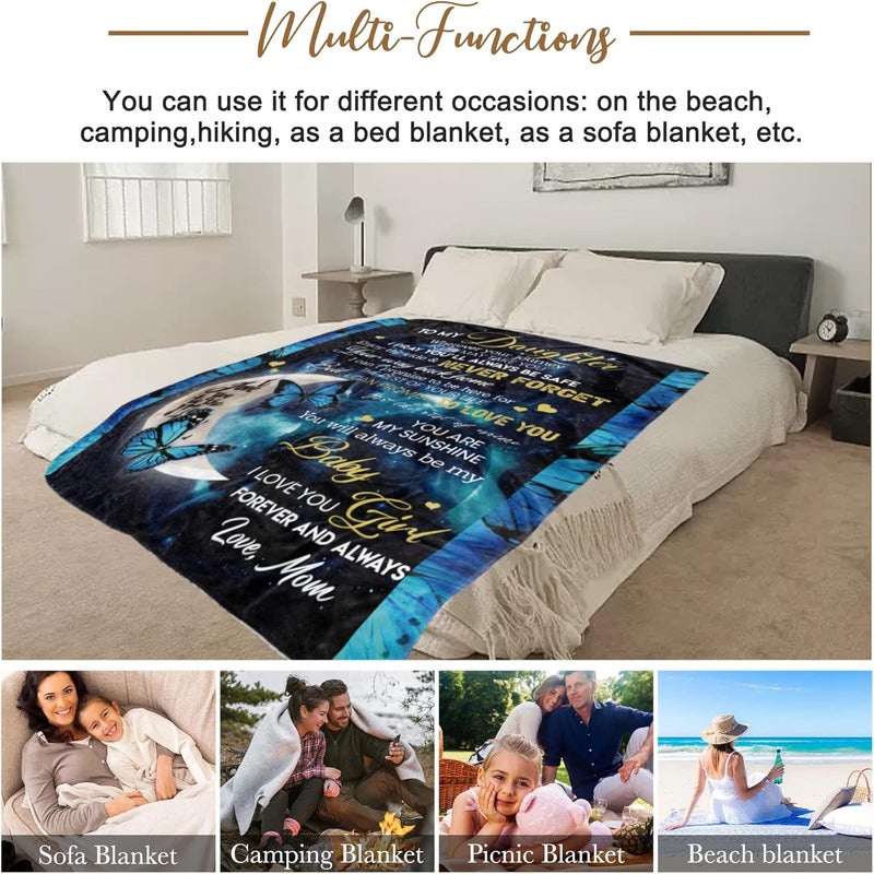 WSYEAR Mothers Day Birthday Gifts for Daughter from Dad- to My Daughter Blanket from Dad,Gifts for Graduation Anniversary Wedding 80"x60" - Image 3