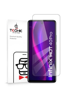 Techie HD Tempered Glass Screen Protector for Infinix Hot 40 / Hot 40 Pro - Anti Reflection Anti Bubbles 9H Hardness 0.33 mm Rounded Edges Easy Installation  - Image 1