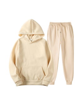 Spring New Glboard Solid Color Hooded Sweatshirt Casual Pants Fleece-Lined Pulloversuit Mens Sets Khakis