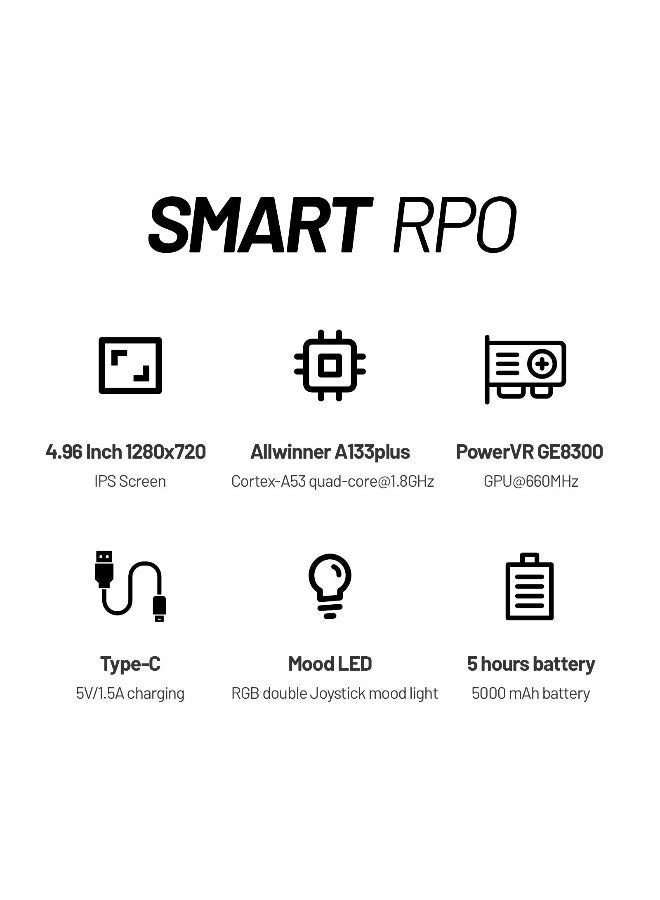 تريميو وحدة تحكم ألعاب ذكية برو ريترو، شاشة IPS مقاس 4.96 بوصة بدقة 720 × 1280، وحدة تحكم ألعاب فيديو مدمجة ببطاقة TF سعة 64 جيجابايت، بطارية ليثيوم 5000 مللي أمبير في الساعة - Image 2
