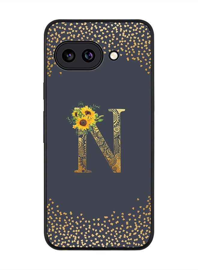 Stylizedd For Google Pixel 9a Case,Slim fit Camera Protection, Shockproof Thin Phone cover  - Custom Floral Monogram - N  (Grey )