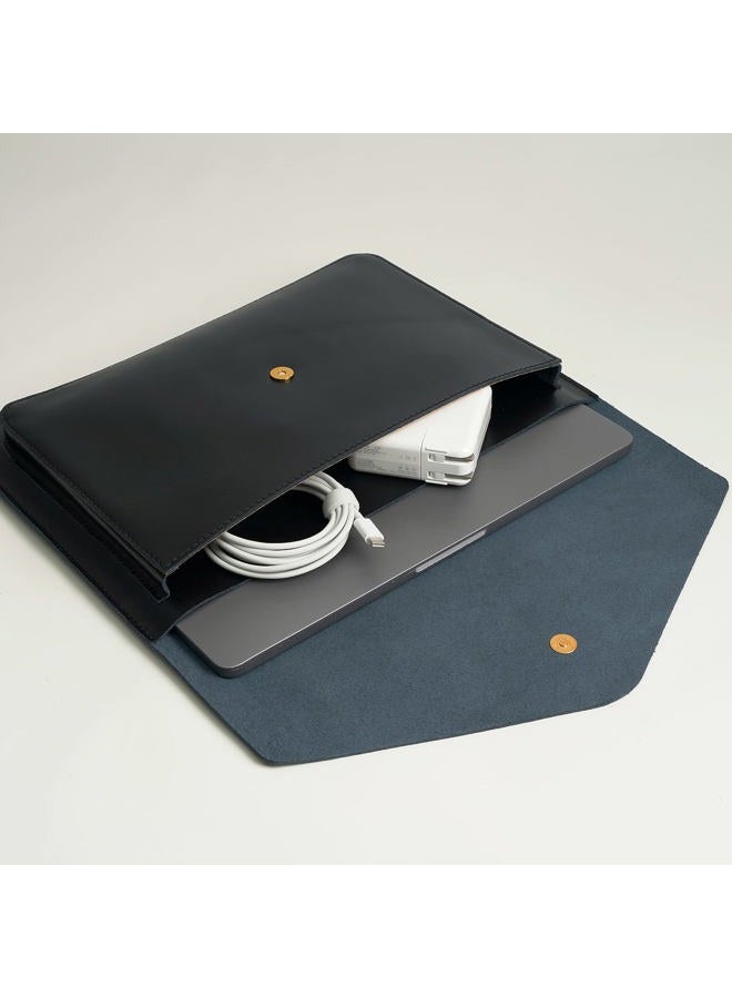 Benfan Leather Laptop Sleeve Compatible with New 15 inch MacBook Air 15 A3114 M3, Surface Laptop 15, Surface Book 13.5 Color Black - Image 3