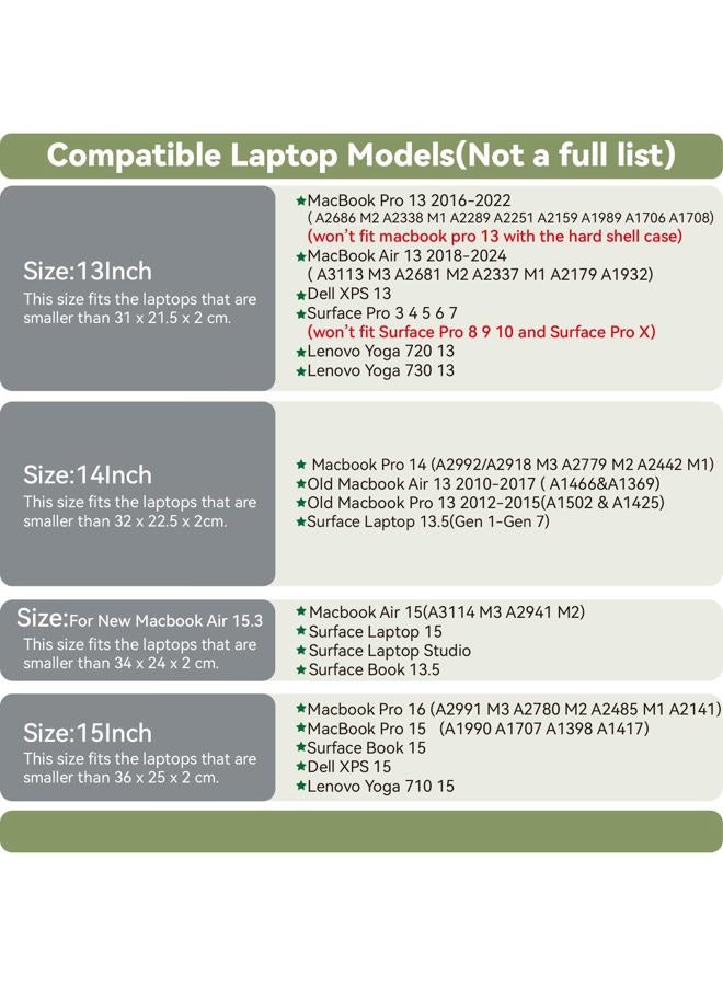 Benfan Leather Laptop Sleeve Compatible with New 15 inch MacBook Air 15 A3114 M3, Surface Laptop 15, Surface Book 13.5 Color Black - Image 2