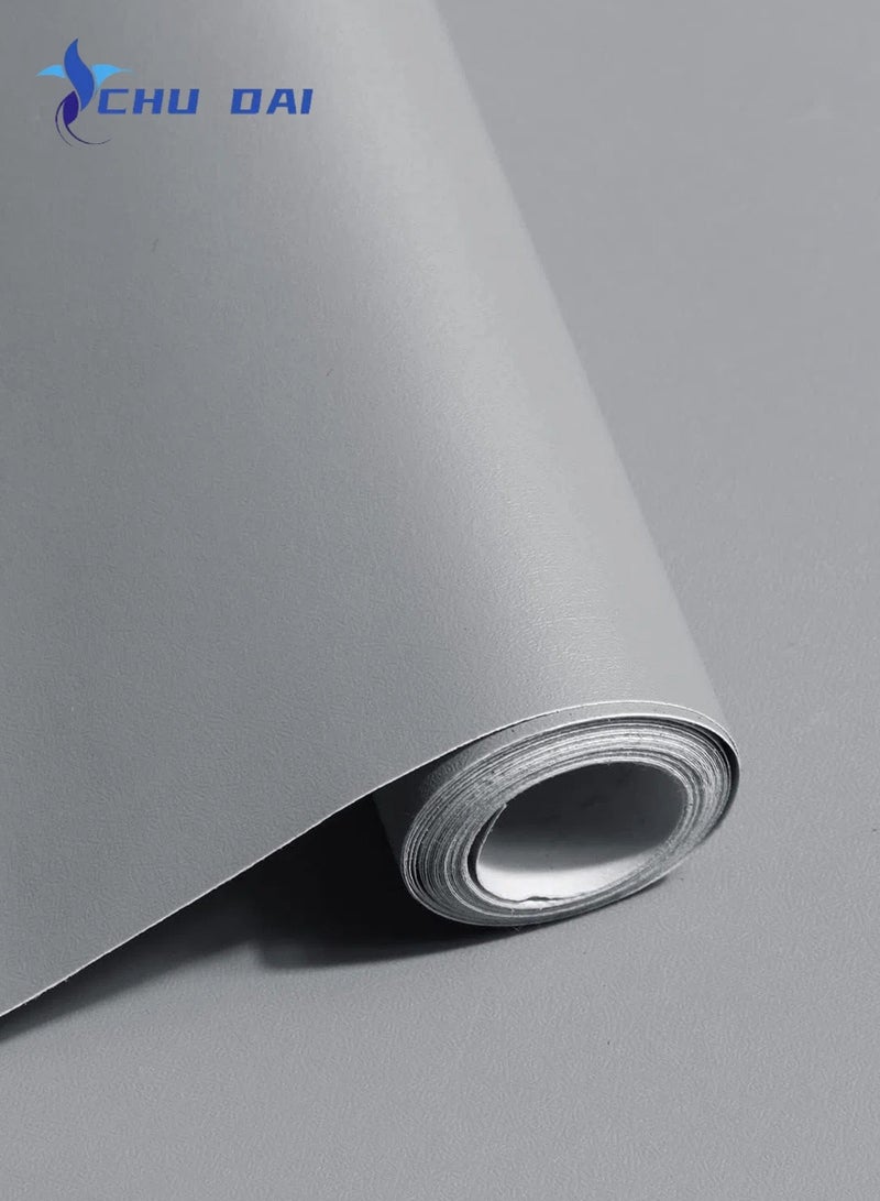 تشو داي ورق حائط قابل للتقشير واللصق مقاس 100×60 سم، بلون واحد، ورق حائط غير لامع لغرفة النوم والحمام، ورق حائط عصري قابل للإزالة، ذاتي اللصق، ديكور حائط المطبخ، لفة فينيل (رمادي فاتح) - Image 1