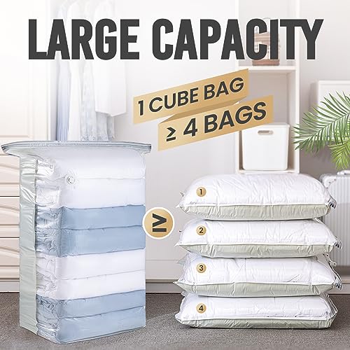 TAILI 6 Pack Vacuum Storage Bags, Jumbo Cube (31x40x15 Inch), Extra Large Vacuum Seal Bags for Comforters, Blankets, Bedding, Clothes, Closet Organization Space Saving, Clear - Image 2