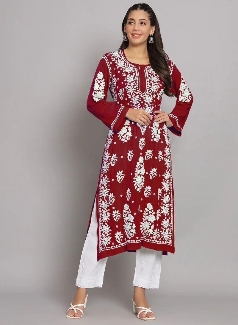 Alaya Hand Embroidered Chikankari Modal Straight Kurta-AL3682