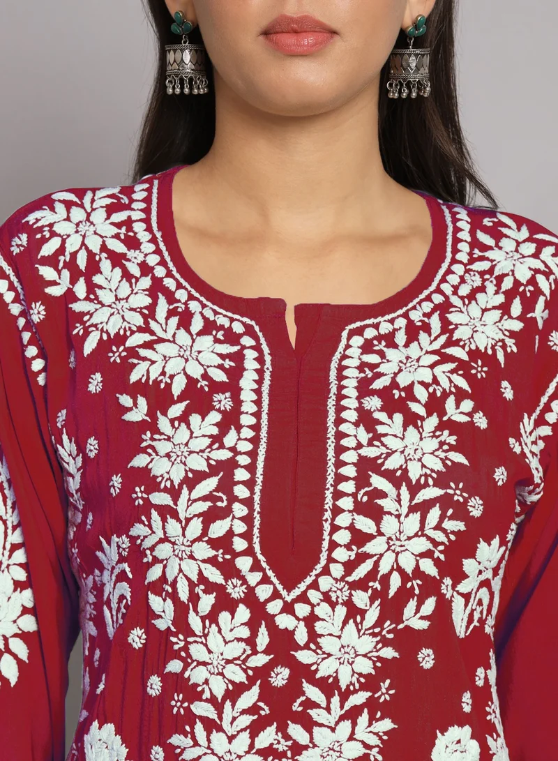 Alaya Hand Embroidered Chikankari Modal Straight Kurta-AL3682